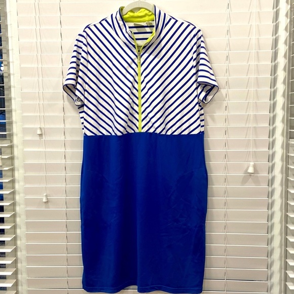 Zenergy Golf Athleisure Dress w/ Pockets, Cobalt Blue and White  sz.2 Chico’s - Picture 1 of 6